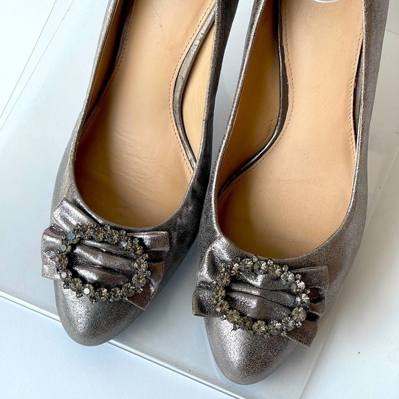 Nurture Julee Silver Gray Pumps Heels Rhinestone Bow Heels Shoes, Sz 8M - Picture 2 of 15